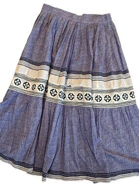 VINTAGE HANDMADE NATIVE AMERICAN SEMINOLE MICCOSUKEE INDIAN PATCHWORK SKIRT BLUE
